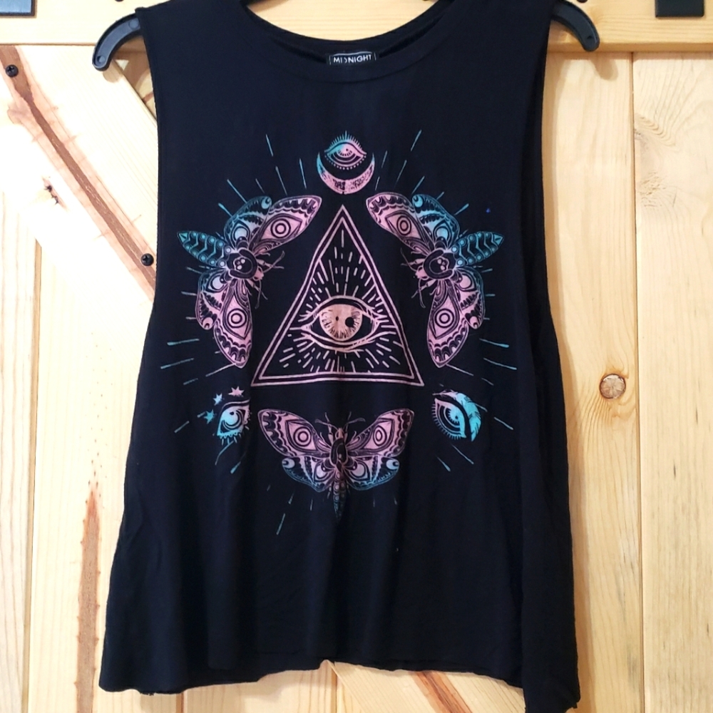 Midnight Hour Seeing Eye cut off muscle tank size S